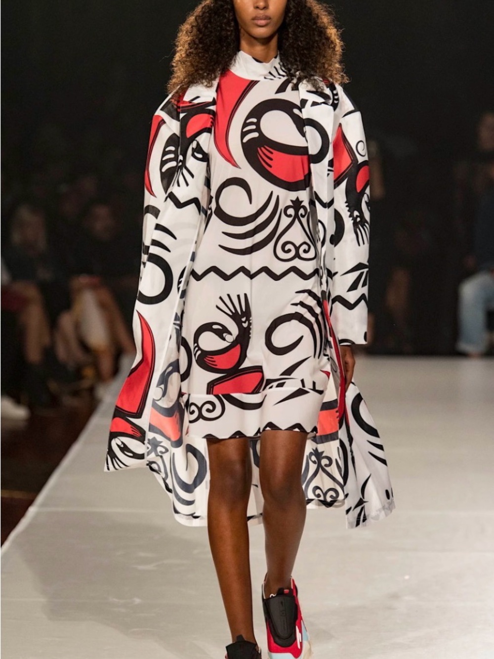 Les Copains White Blazer with Black & Red Abstract Print Runway Piece